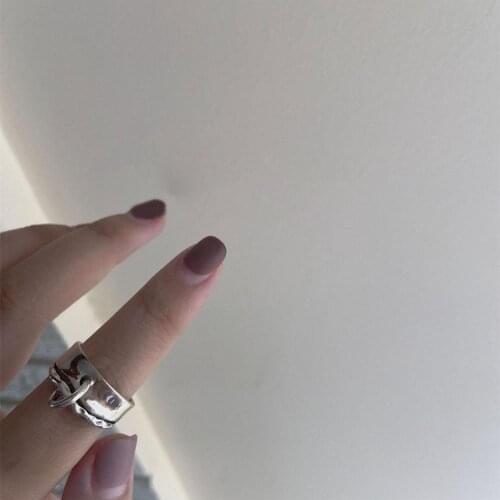 Korean Fashion Double Layers Width Convex Ring for Women Girls Jewelry Gift Retro Open Adjustable Geometric Round Clasp Ring