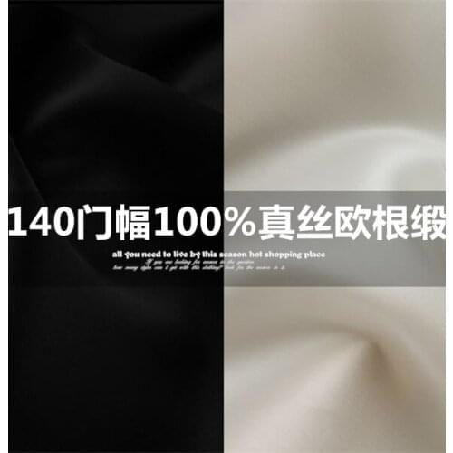 LEO&LIN 140cm width Black White Solid Color 100% True organza Satin Silk Raw Fabric Spring Summer for Dress 50cm