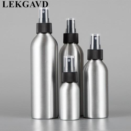 Refillable Bottle Mouse Spray Bottles Black Cap Wholesale Aluminum 1pc 30/50/100ml Bottles with Pump Empty Bottles Cosmetic Jar