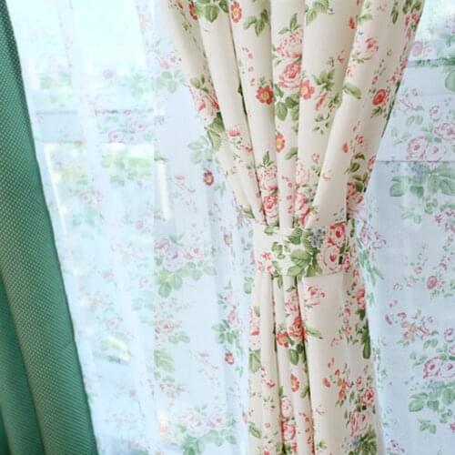 Small Fresh Curtains Floral Creative Curtains for Bedroom Korean Style Pastoral Printing Shade Curtains for Living Room Modern
