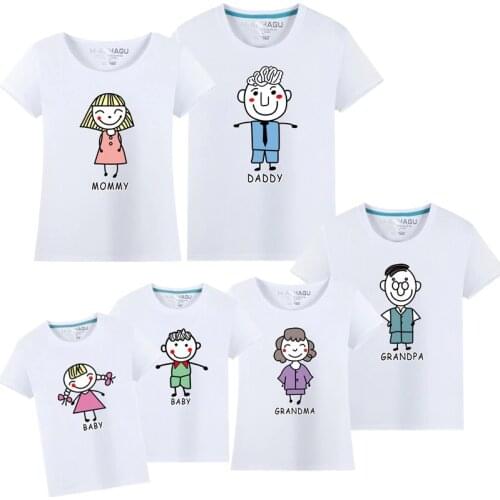 New Short Sleeve T-shirt For Mother And Daughter Cotton Women Shirt Girls Clothes Lovely Family Matching clothes Shirt