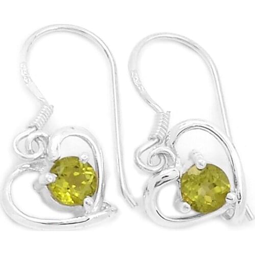 Genuine Peridot Earrings, 100% 925 Sterling Silver, 26 mm, 2.1g ,ER2314P, New