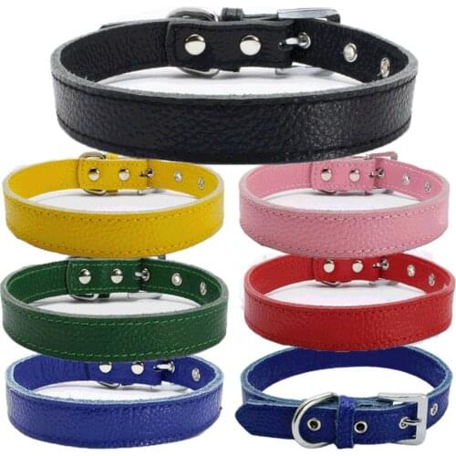 Pet Product Soft Leather Dog Collar Adjustable Puppy Cat Necklace Leash Strap for Small Medium Big Dog 6 Color Pet Supplies