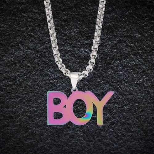 Hip-Hop Stainless Steel Flame-Quenched Boy Pendant Necklaces Jewerly Men Women