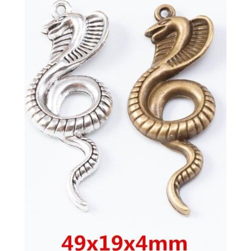 10 pieces of retro metal zinc alloy snake pendant for DIY handmade jewelry necklace making 6952