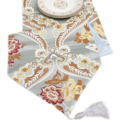 Palace Style Flower High-End Fashion Table Runner Bed Tail Towel Retro Restaurant Cover Cloth Hotel Table Runner-ABUX