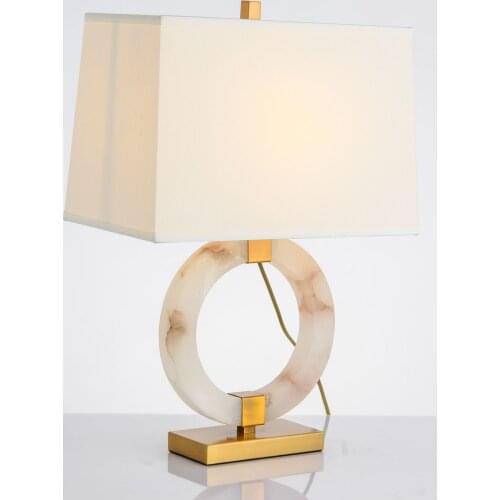 Light Luxury Marble Table Lamp Living Room Study Bedroom Bedside Hotel Villa Decorative Table Lamp Bedroom Lamp Bedside Lamp