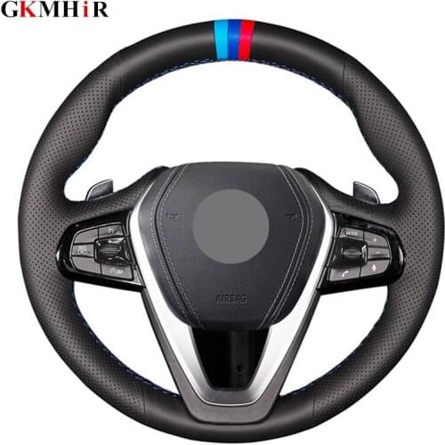 DIY Artificial Leather Car Steering Wheel Cover Red Marker on Top for BMW G30 530i 540i 520d 530e 2016-2018 G32 GT 630i 630d X3