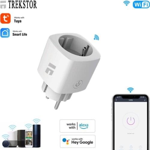 Tuya Wifi EU Smart Plug WiFi 10A Mini Adapter Wireless Remote Control app Power Monitor Home Appliances PC Smart Power Socket