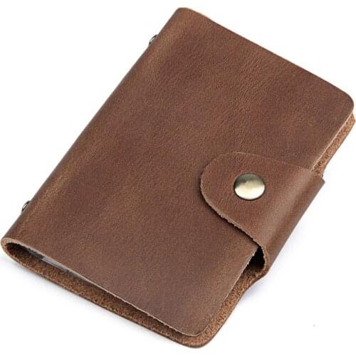 Unisex Crazy Horse Leather Brown Color Bulk Card Holder Bank Cards Slots For Men Womens ID Bag 8079B