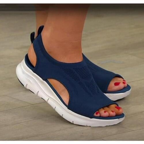 Plus Size Women Shoes Summer Washable Slingback Orthopedic Slide Sport Sandals Comfort Casual Beach Wedge Platform Roman Sandals