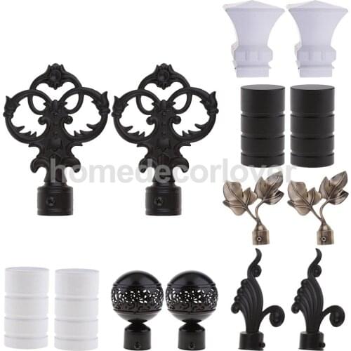 1 Pair Metal Drapery Curtain Rod Ends Caps Finials for 22mm/ 28mm Dia. Pole