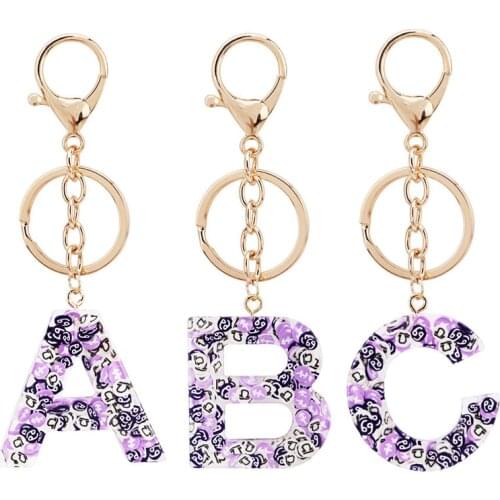 1Pc Women Keychains A To Z 26 Letter Key Chain For Women Cute Resin Handbag Pendant English Letter Keyring Charm Bag Accessories
