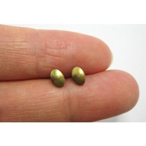 10pcs Brass ear stud 5.8x4mm oval Raw brass stud earrings findings R1055