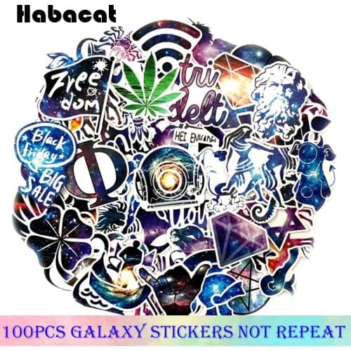 100 Pcs/pack Galaxy Graffiti Sticker For Refrigerator Phone Laptop Computer Motorcycle Skateboard Automobile Waterproof Sticker