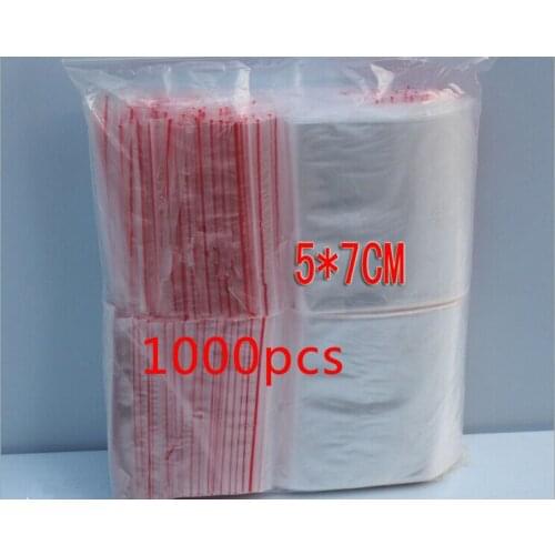 1000pcs 5x7cm pe transparent travel gift packaging bags plastic bag for necklace/jewelry diy custom ziplock clear self seal bags