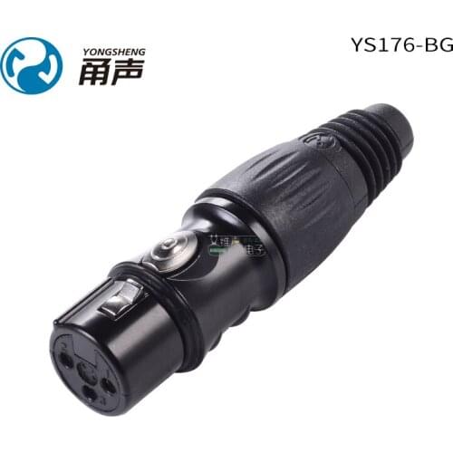 2Pcs Yongsheng XLR plug YS176/177-BG black gold-plated female three-core welding head audio microphone amplifier balance HIFI