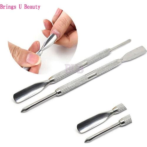2 Way Spoon Pusher Stainless Steel Cuticle Remover Sharp End Double Sided Dead Skin Push Nail Art Tools Cuticle ManicurePedicure