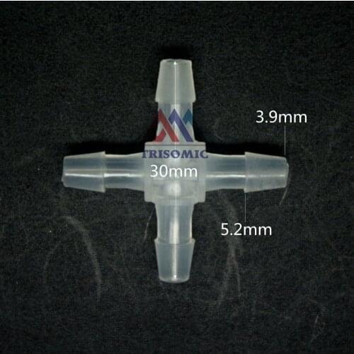 3.9mm Cross tpye equant Connector Equal Tube Joiner Material PP Plastic Fitting Fish Tank Airline Aquarium