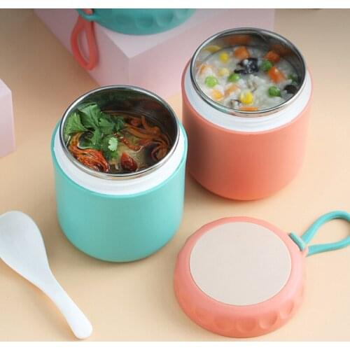430ML Food Thermal Jar Insulated Soup Thermos Containers Stainless Steel Lunch Box Drinking Cup With Spoon Long-term Insulation