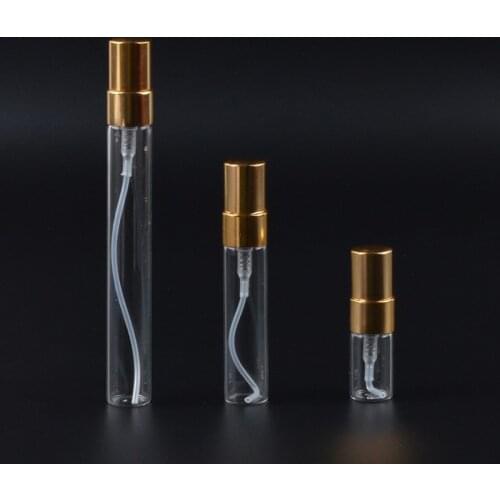 5ML Gold Silver Black Metal Head Clear Glass Perfume Bottles For Sample 50pcs/lots