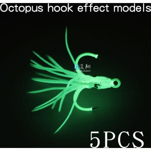 5pcs Saury fish hook Luminous squid octopus fish hook Four hooks Sea fishing hook