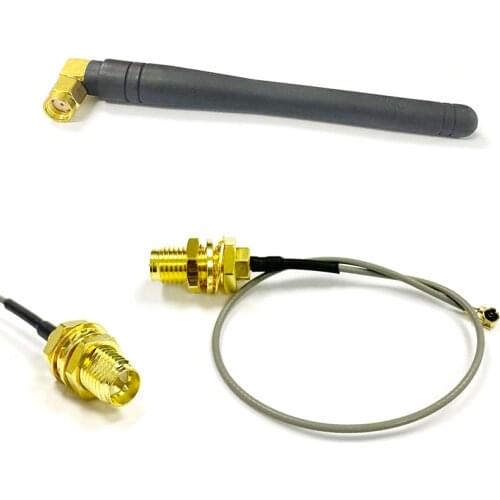 2.4Ghz WIFI Antenna 3dbi Bluetooth Module Aerial RP-SMA Male Right Angle #1 + RP-SMA Female to u.fl/ipx Connector Cable 15cm