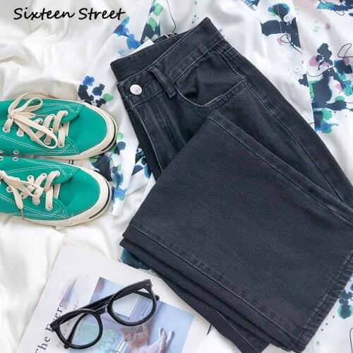 Black Jeans Women High Waisted Retro Basic Washed Loose Slimming Simple Casual Straight Leg Denim Trousers Vintage Streetwear