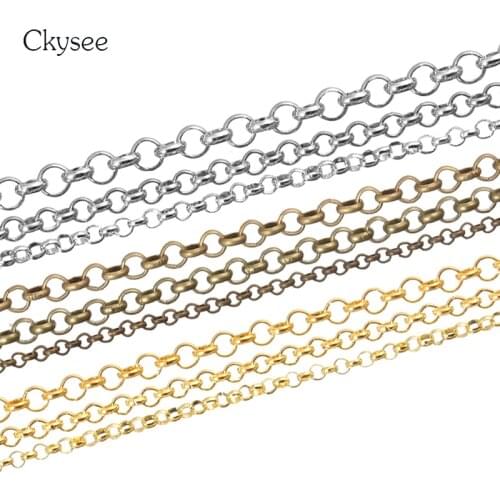 Ckysee Wholesale 10 Meter/lot Gold Silver Bronze Color Loop Link Bulk Chain Wide 2mm 3mm 3.8mm Fit Jewelry Findings