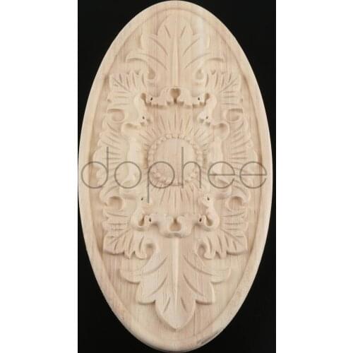 Dophee 1pcs 28*15cm Vintage Unpainted Wood Carved Corner Decal Door Heart Flower Onlay Applique Home Decoration