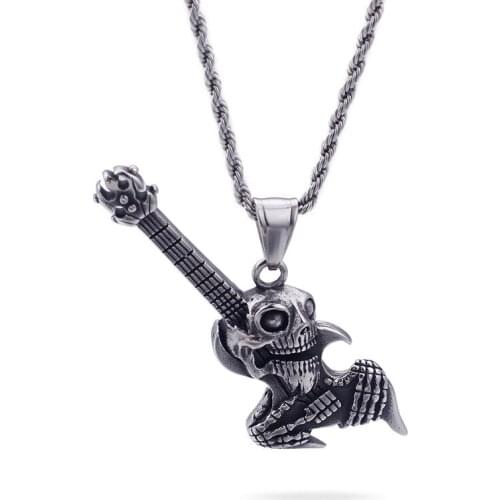 European and American personality punk gothic electric guitar mens titanium steel pendant fashion accessories