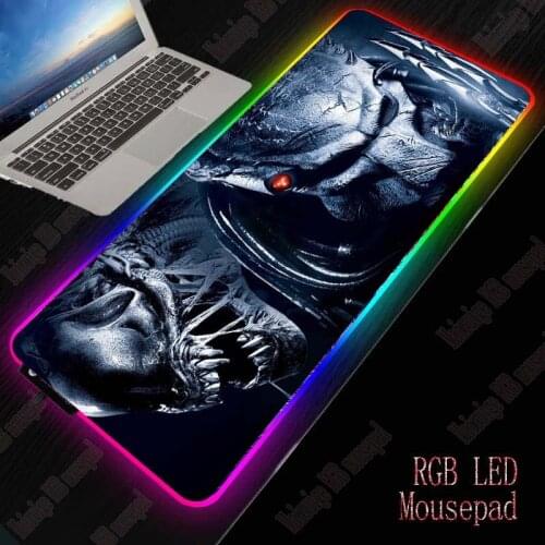 Mairuige Predator Gaming Mouse Pad Large Mousepad RGB Computer Gamer MausePad Desk LED Backlit Xxl Keyboard Table Mat for Csgo