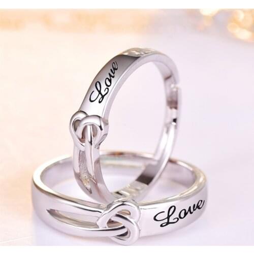 Personalized Stainless Steel Heart Couple Get Married Wedding Ring 2pcs/pair