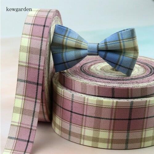Kewgarden Plaid Fabric Layering Cloth Ribbon 2" 1" 3/8" 10mm 25mm 5cm DIY Hair Bow tie Accessories Handmade Tape Webbing 8 Meter
