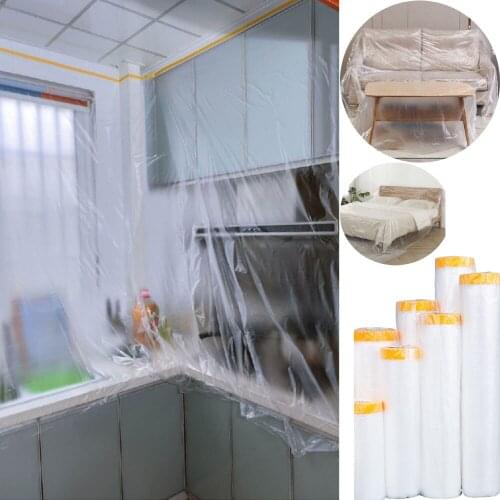 Masking Tape Plastic Drop Cloth Dust Protection Masking Film Cover for Automobile Painting and Furniture Dust-proof 55 X 20cm