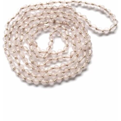 Fashion Necklace For Women RoseQuartz Necklace Hand Knotted Necklaces Endless Necklaces Fashion jewelry Best Gift For Girls