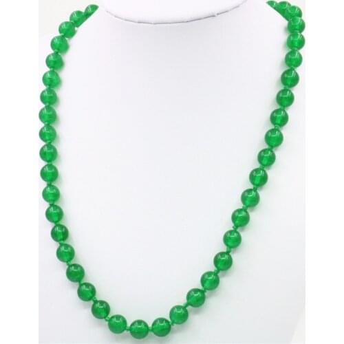 Fashion Natural Stone Green Malay Jades 8mm 10mm Long Necklace Madam Jewelry Women Birthday Gift Custom Necklace 18inch Y92