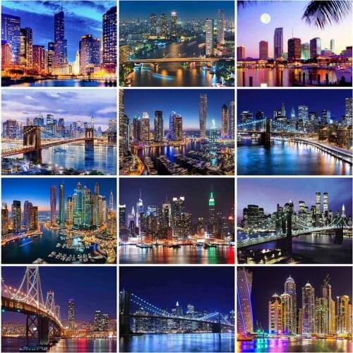 MomoArt 5D DIY Diamond Embroidery City Full Square Diamond Painting Landscape Diamond Mosaic Night Home Decorations