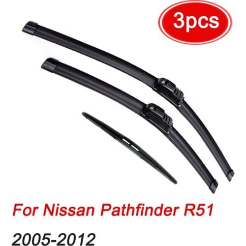 MIDOON Wiper Front & Rear Wiper Blades Set For Nissan Pathfinder R51 2005 - 2012 Windshield Windscreen Window 24"+18"+12"