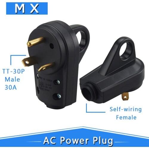 [Nema TT-30P] 30Amp Heavy Duty RV Replacement Plug, Nema TT-30P Power Cord Mount Plug. AC plug