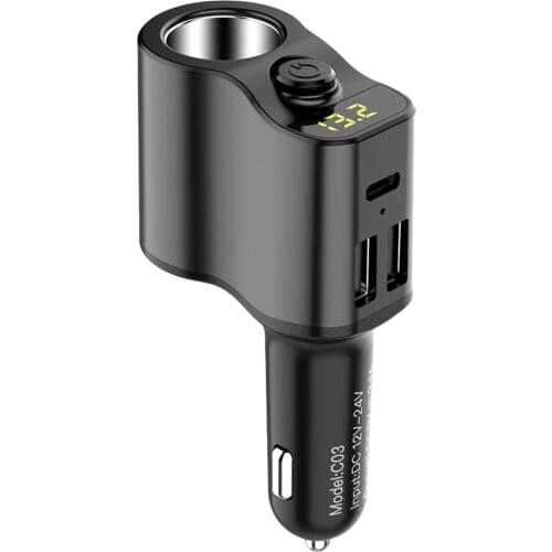 New Car Charger USB Cigarette Lighter Bluetooth Car Fast Charger For Phones Tablets Electronic Devices(Black)