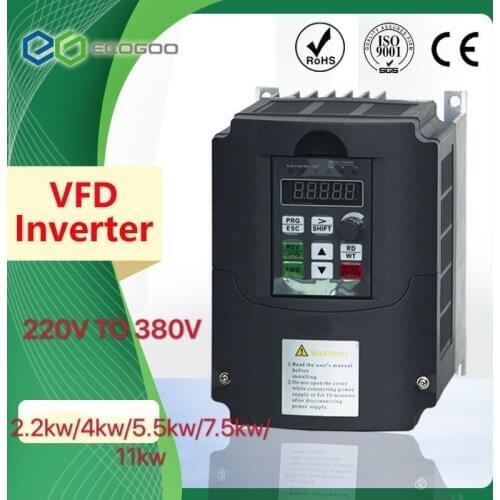 Single Phase 220V to Three Phase 380v 5.5KW/7.5KW VFD Variable Frequenc Inverter for CNC spindle Driver spindle speed control