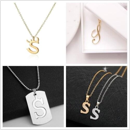 Gift Family mom name gift Initial Letter S monogram alphabet Stainless steel alloy 26 English word sign pendant Necklace jewelry