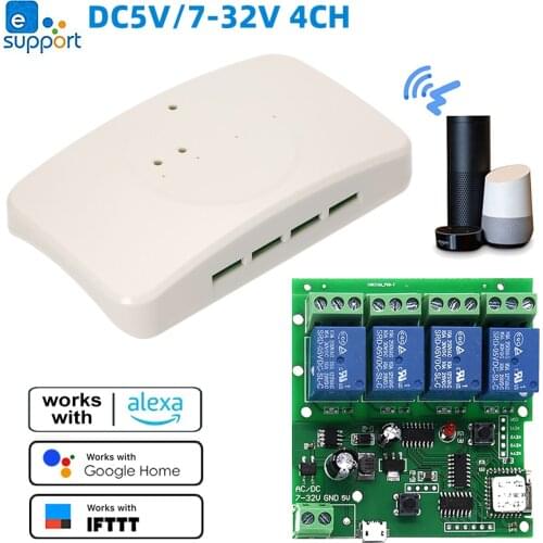 EWeLink Smart Remote Control Wireless Switch Universal Module 4ch DC 5V 12V 32V Wifi Switch with Shell Timer APP Remote Control