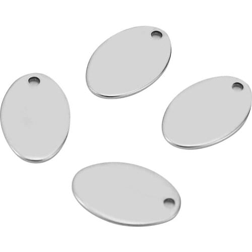17MM Stainless Steel Blank Stamping Tag Oval Charms Smooth Surface Pendants for Bracelet Earring Necklace Pendant Charms 20pcs