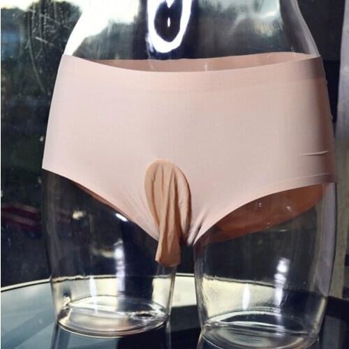 Sexy Panties Erotic Seamless Low Waist Ice Silk Men Underwear Sheer Lingerie Sissy Penis Pouch Cock Ring Erection Smooth Panties