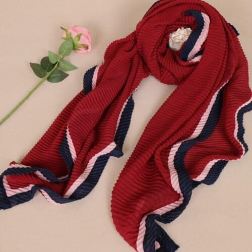 High quality soft cotton pleat patchwork scarf design wrinkle hijab ladies muslim Muffler wrap scarves/scarf 10pcs/lot 12 color