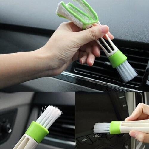 Car Air Outlet Cleaning Brush 2 in 1 Dual Head Microfiber Cloth Dust Remove Brush for Air-conditioner Keyboard Gad Cleaning Tool