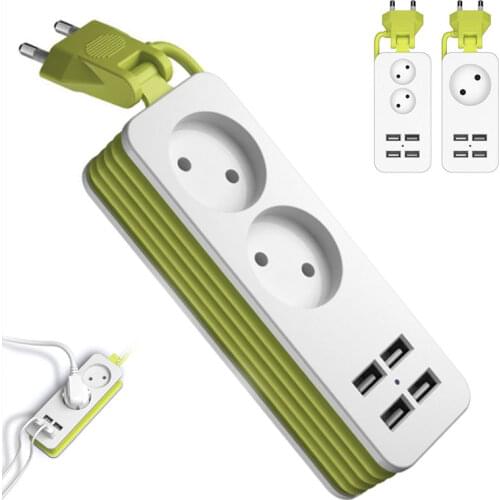 EU Plug 1/2/3 Outlets 4 USB Multiple Wall Charger with 1.5M Cord Extension Travel Power Strip Socket Portable Adapter 250V 1200W