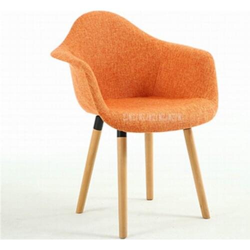 Modern Solid Wood Upholstered Dining Chair Arm Rest Backrest Soft Seat Custion Living Room Popular Loft Leisure Chair